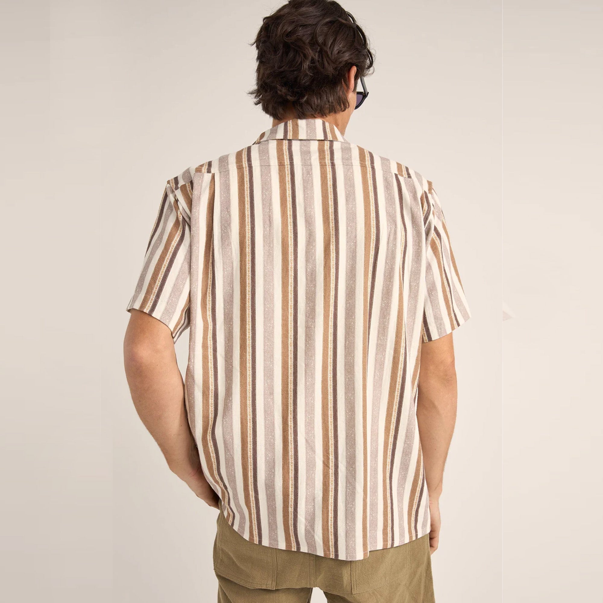 Rhythm Paisley Stripe Men's S/S Dress Shirt - Cedar
