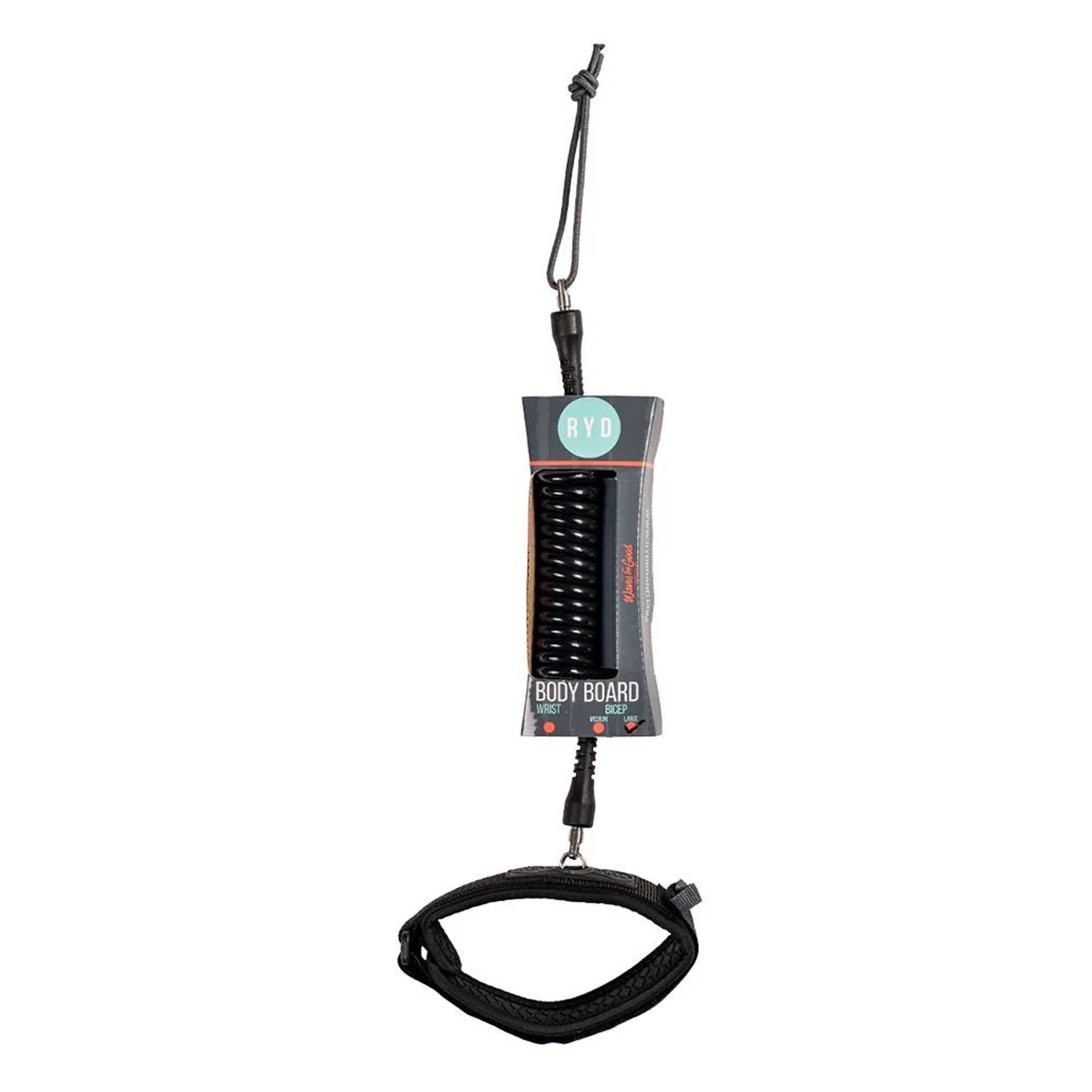 RYD 7mm Large Bicep Bodyboard Leash - Black