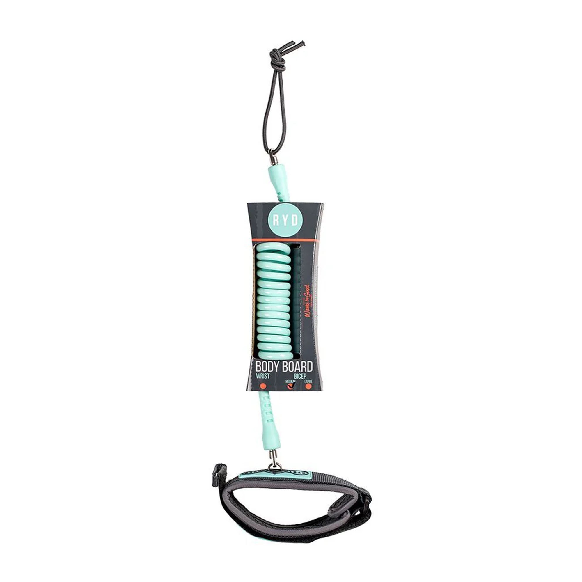RYD 7mm Medium Bicep Bodyboard Leash - Aqua/Grey