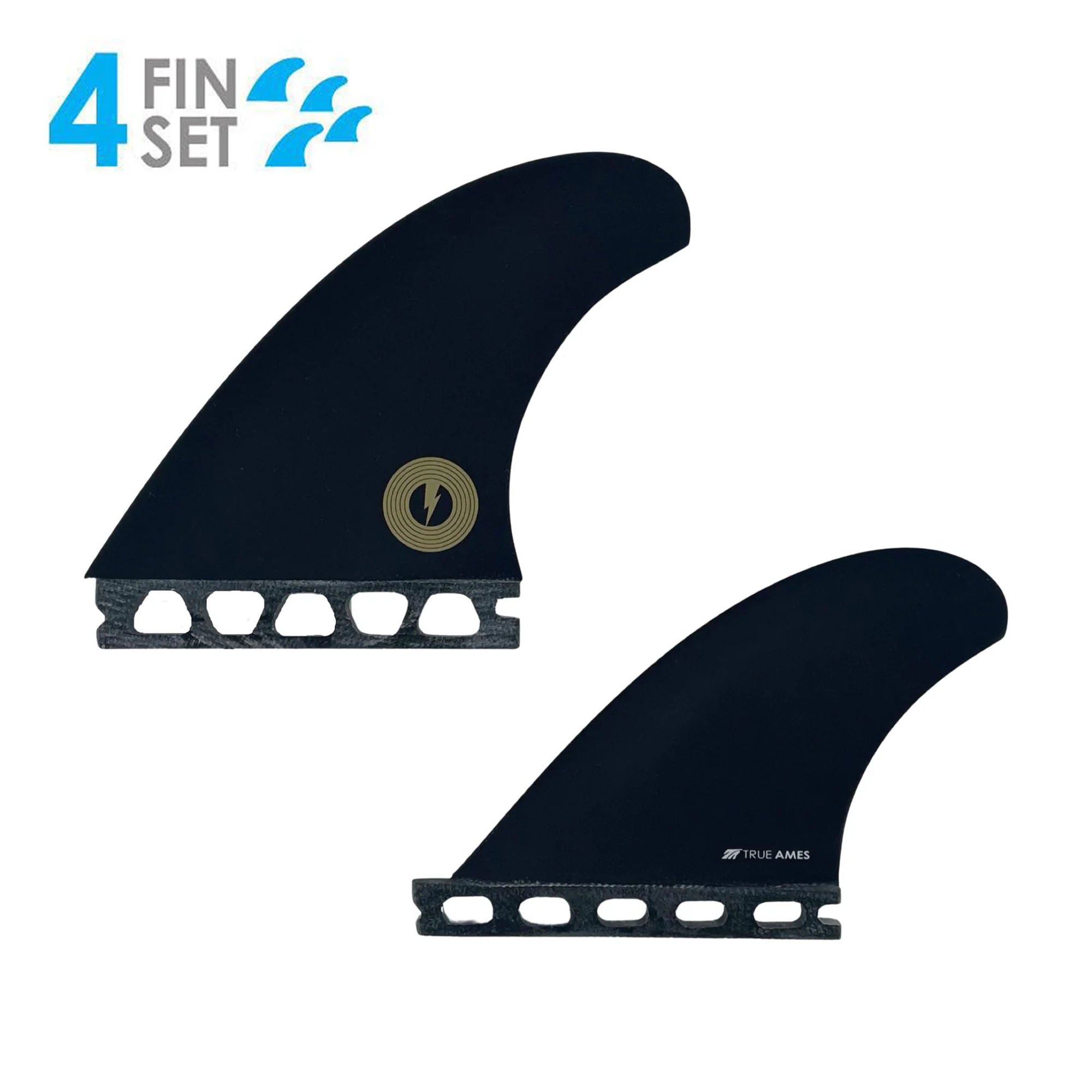 True Ames Album Quad Futures Surfboard Fins - Black