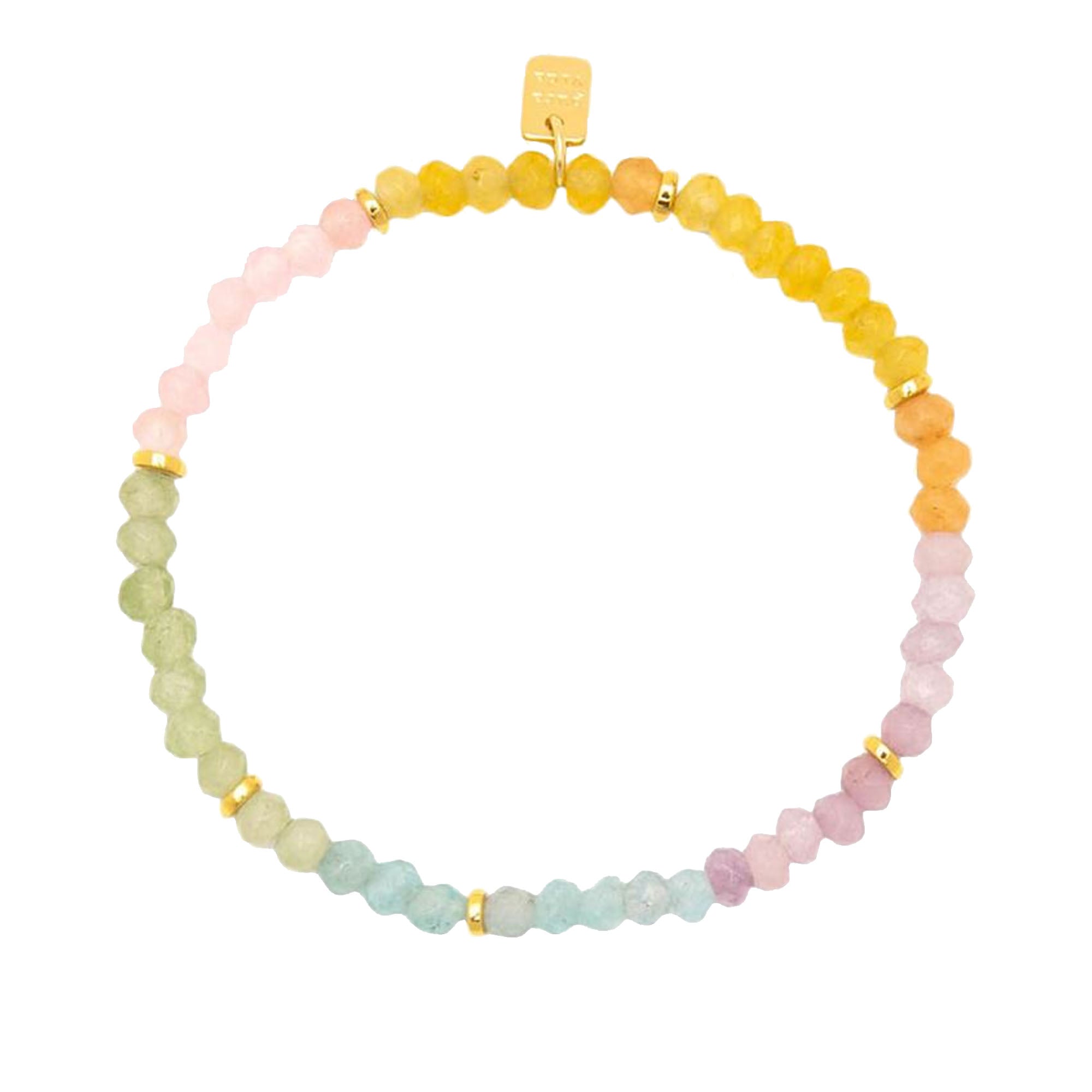 Pura Vida Ombre Rainbow Bead Stretch Bracelet - Gold