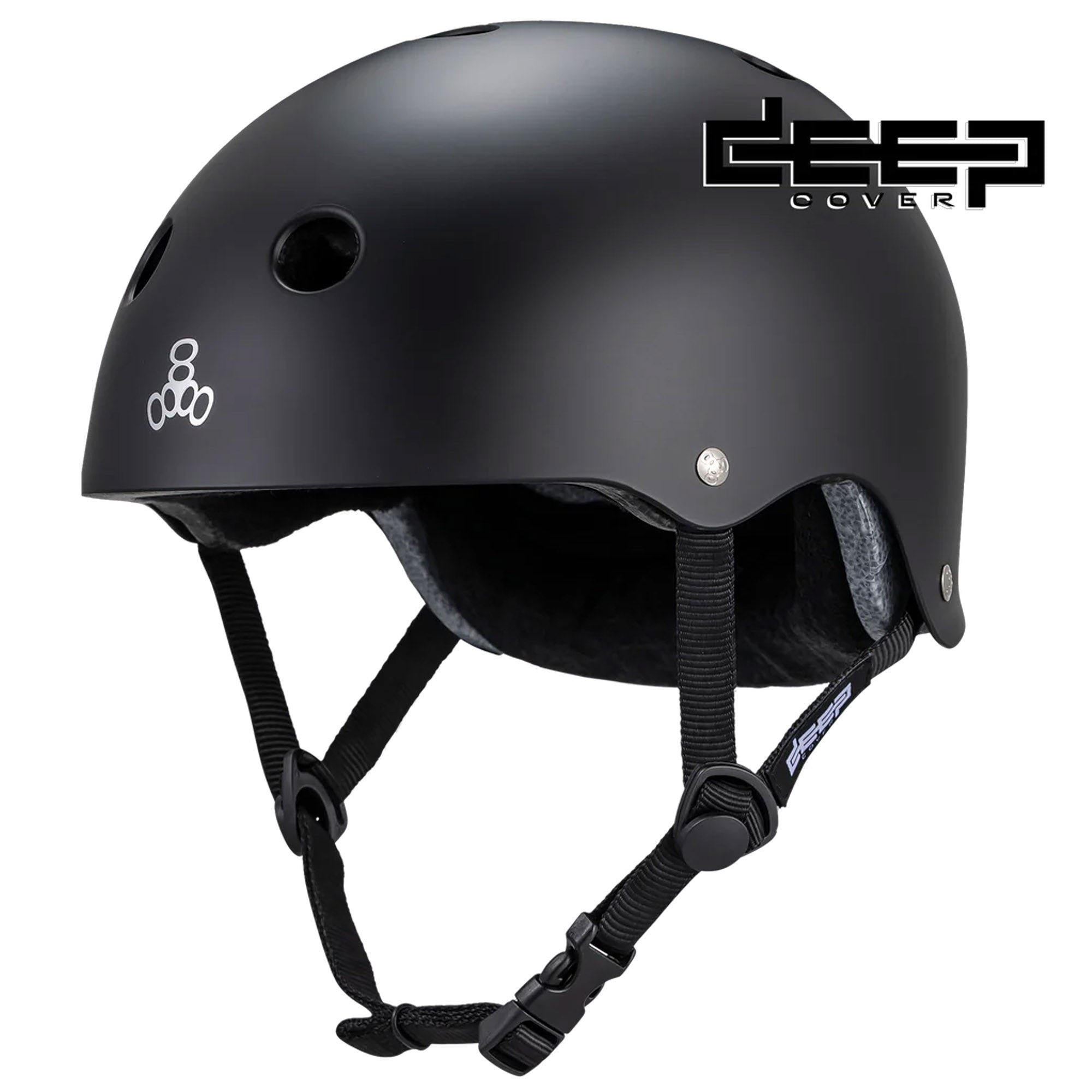Triple 8 Deep Cover Skate Helmet - Matte Black