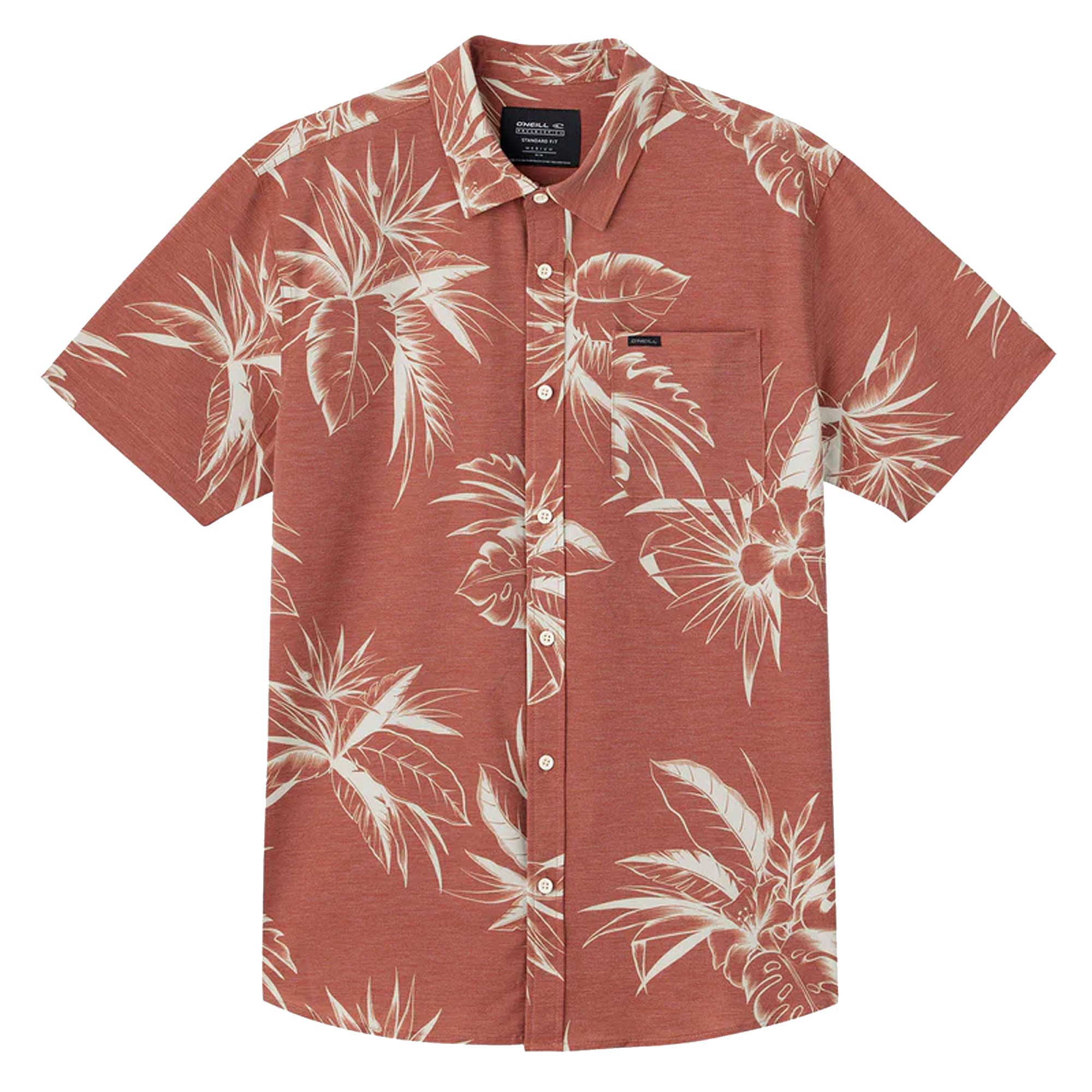 O'Neill Trvlr UPF Transverse Standard Men's S/S Dress Shirt - Ginger Bread