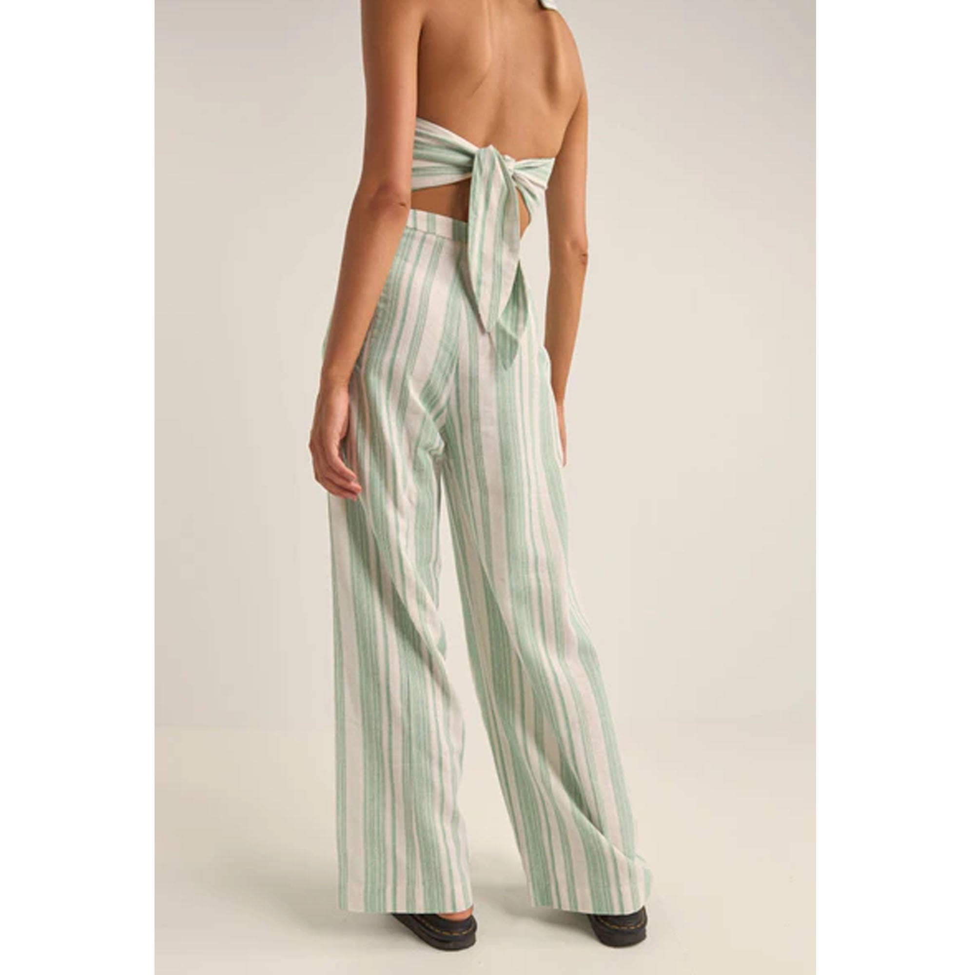 Rhythm Dinero Stripe Wide Leg Women's Pants - Green