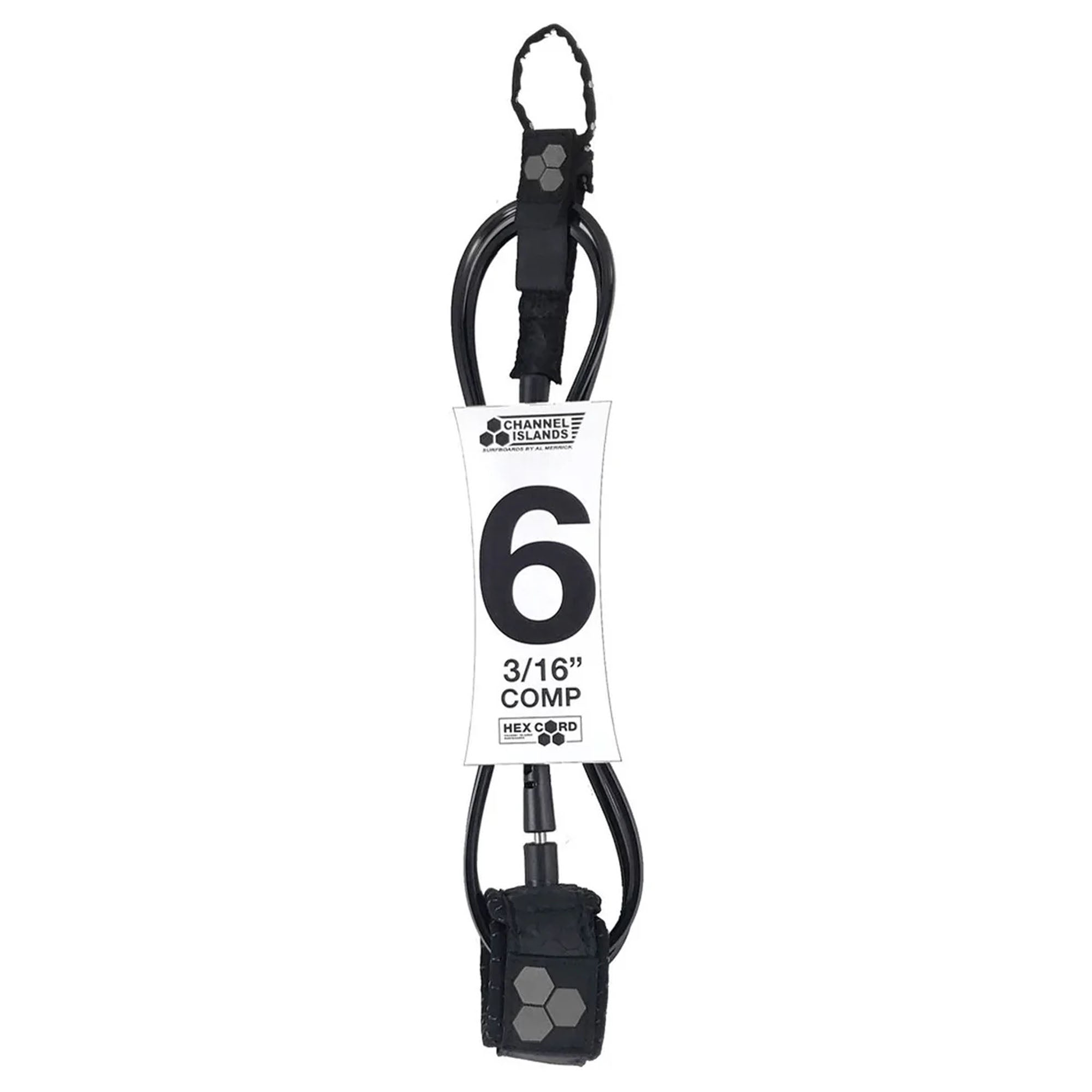 Channel Islands Hex Cord Comp 6' Surfboard Leash - Black