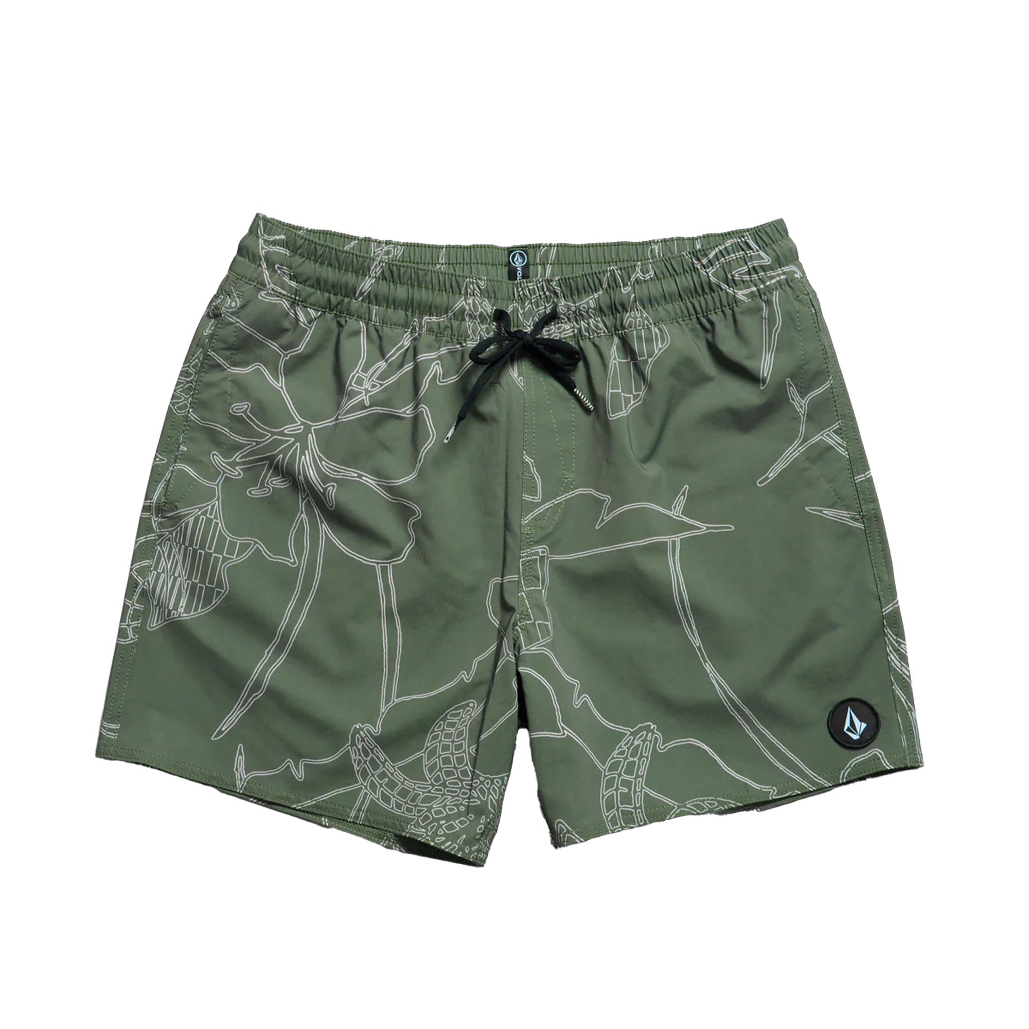 Volcom Lido Print 16" Men's Boardshorts - Light Olive