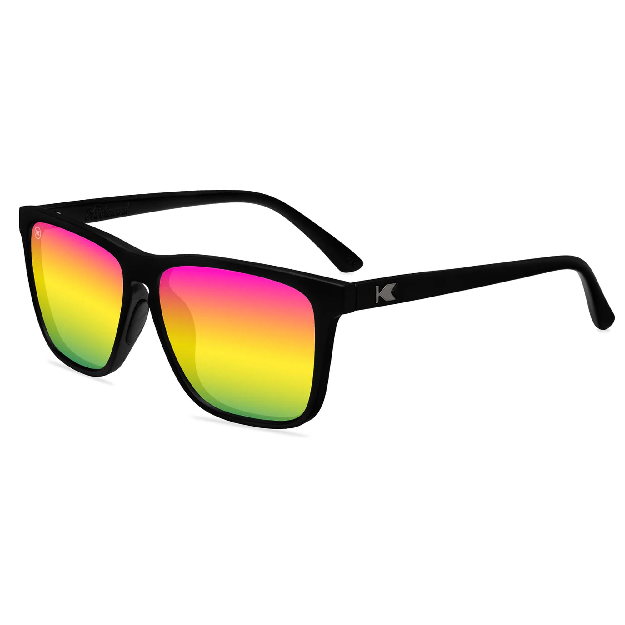 Knockaround Fast Lanes Sport Men's Sunglasses - Rainbow On Black Polarized