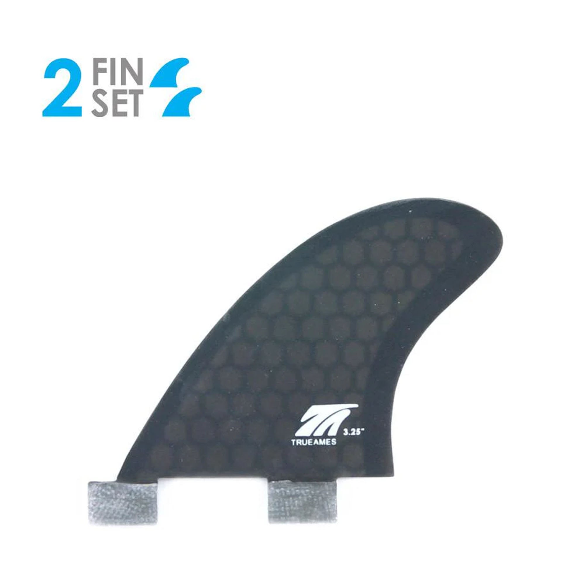 True Ames Side Bite FCS II Twin 3.25" Fin Set - Smoke