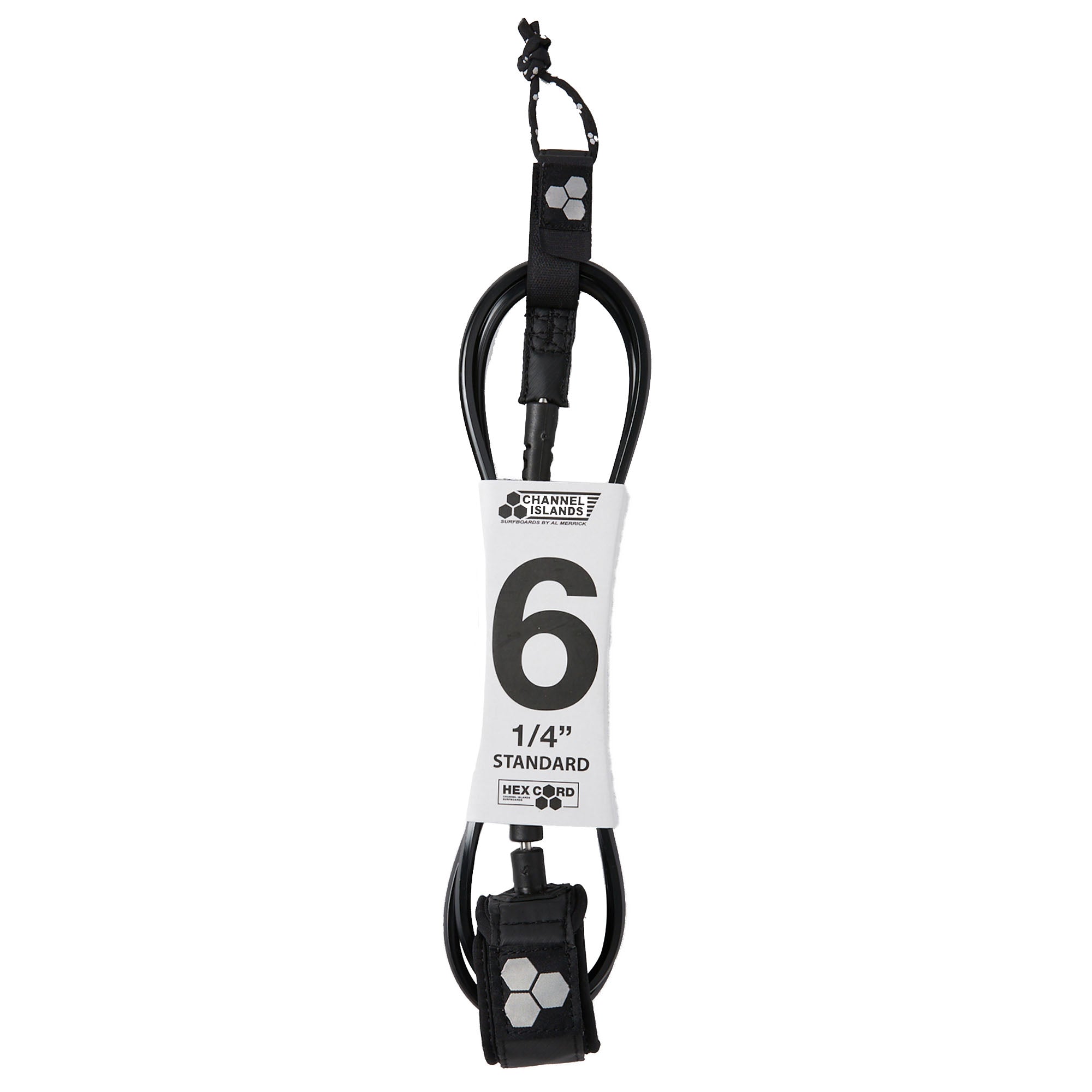 Channel Islands Hex Cord Standard 6' Surfboard Leash - Black