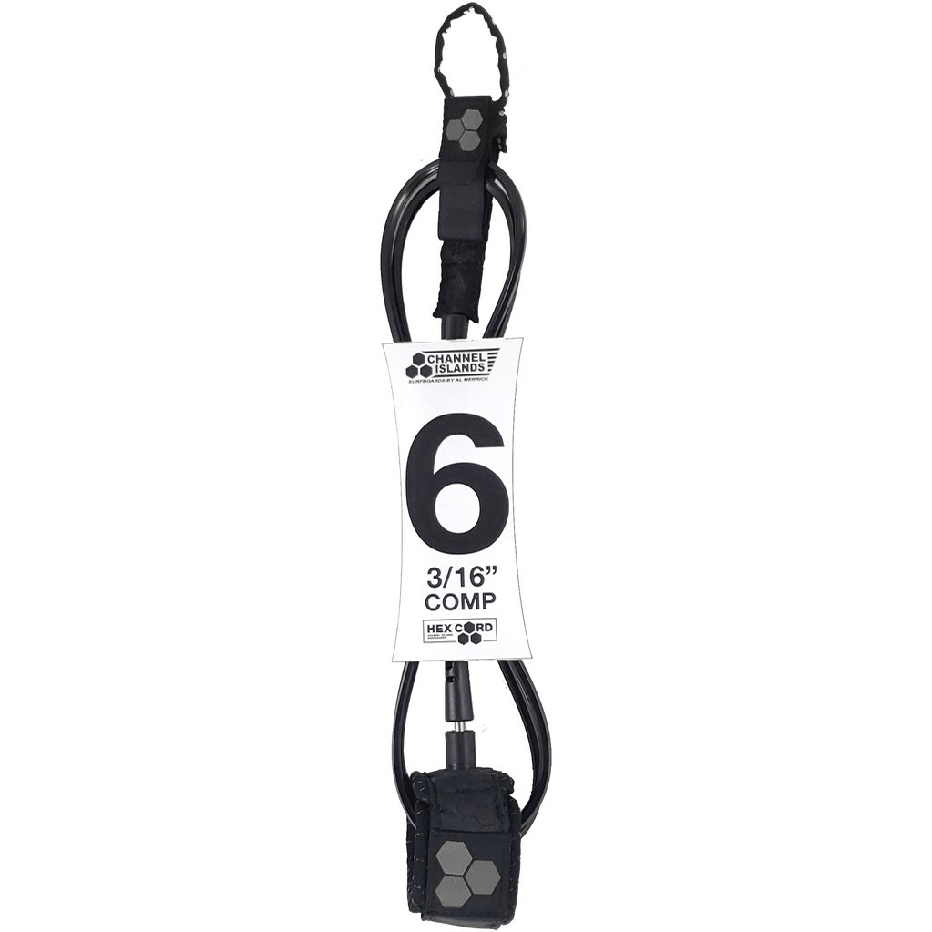 Channel Islands Hex Cord Standard 6' Surfboard Leash - Black