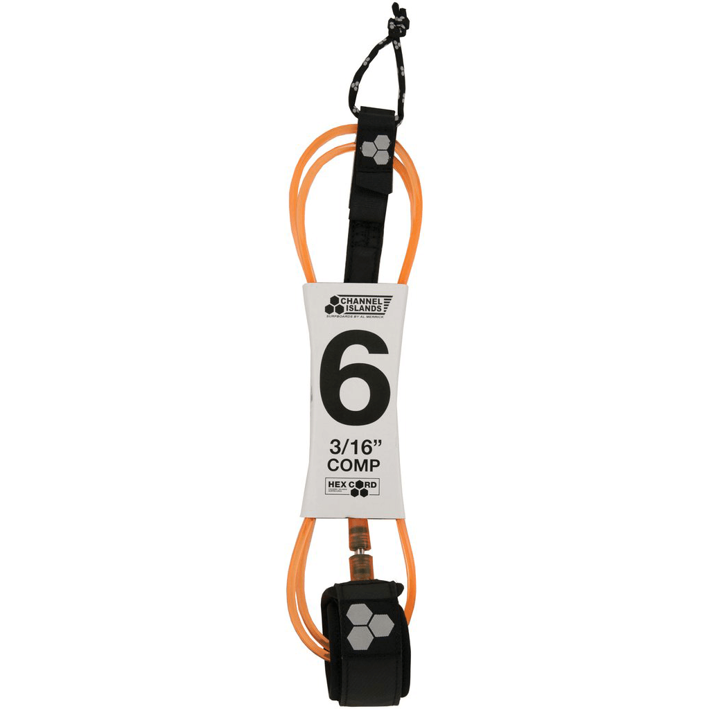 Channel Islands Hex Cord Standard 6' Surfboard Leash - Orange