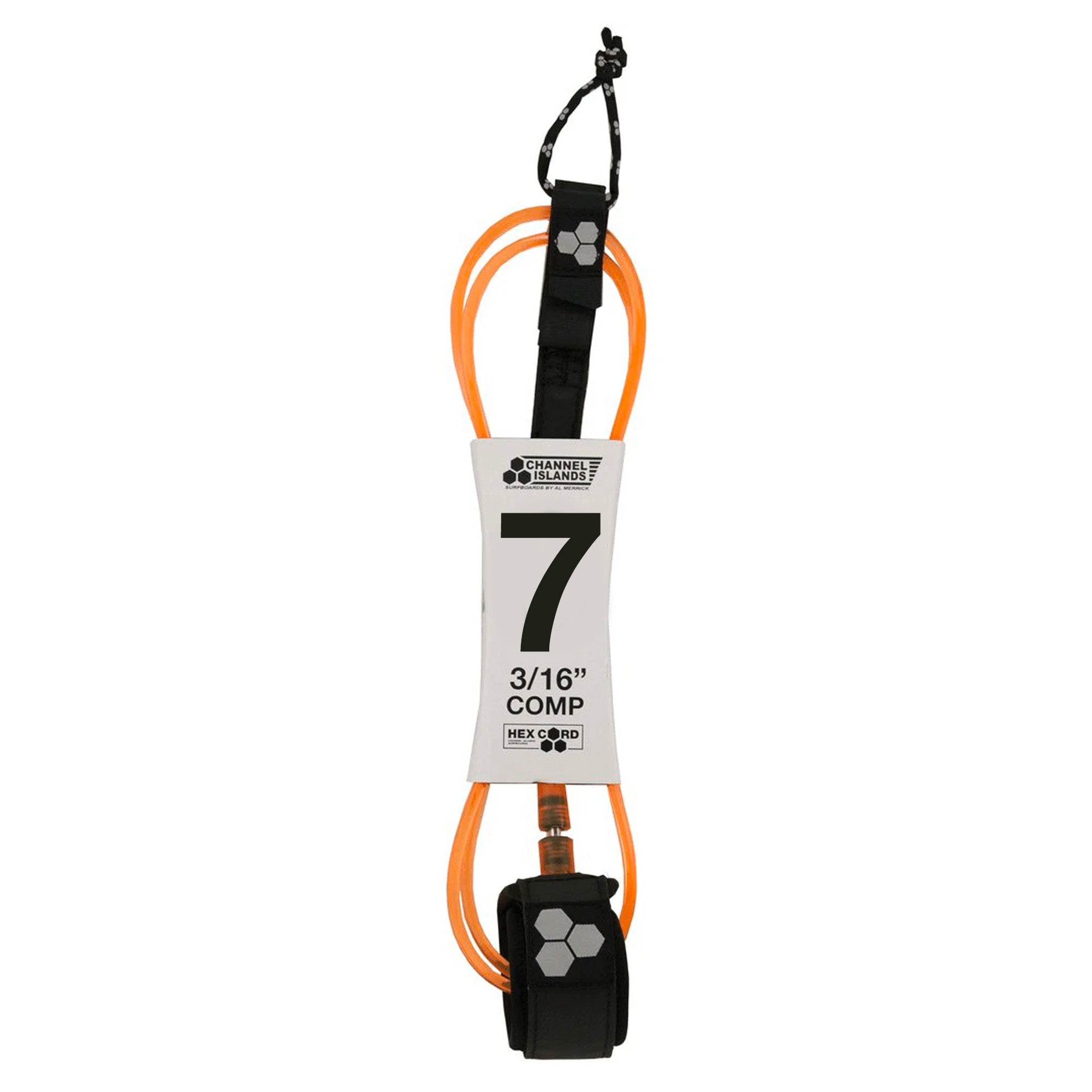 Channel Islands Hex Cord Standard 7' Surfboard Leash - Orange