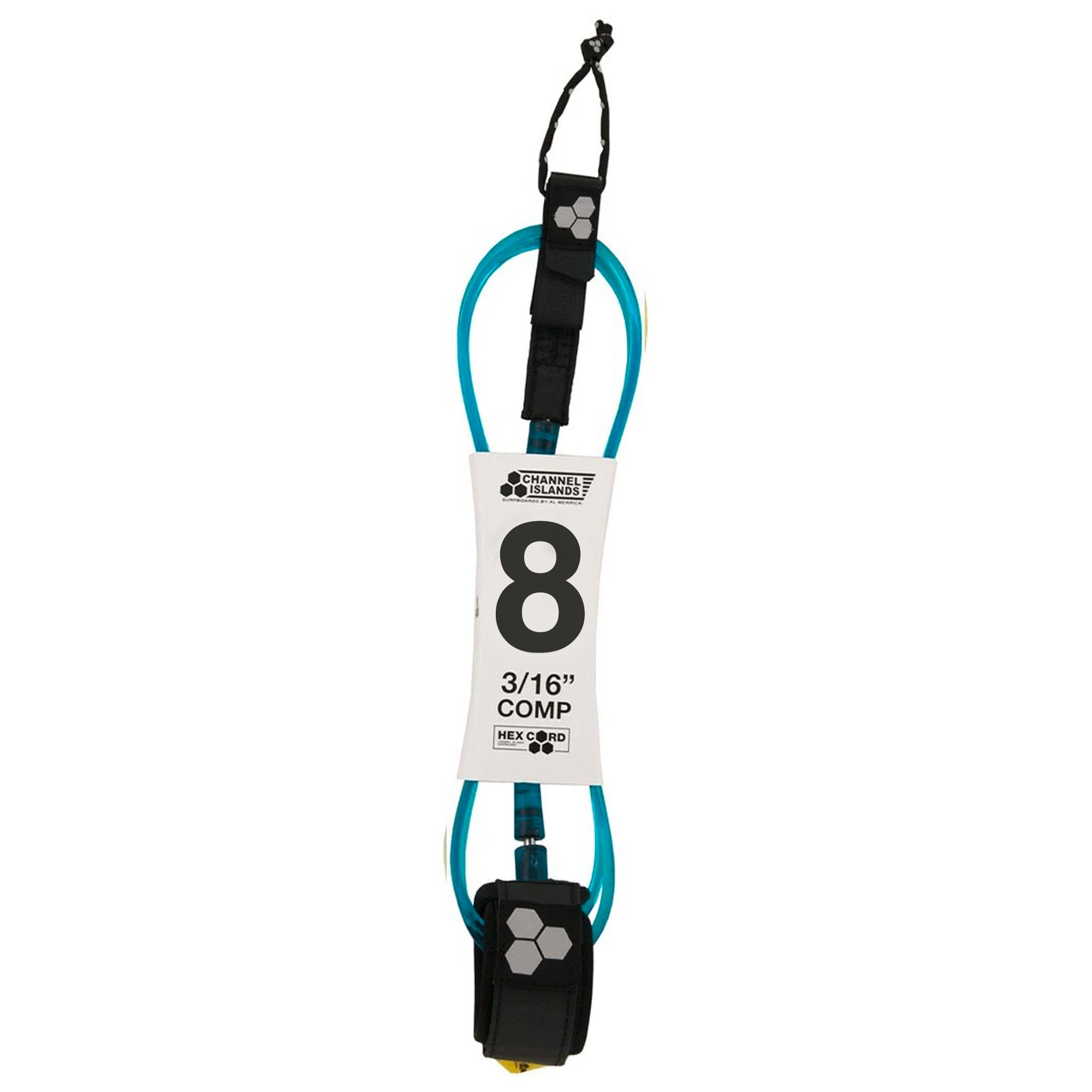 Channel Islands Hex Cord Standard 8' Surfboard Leash - Fluorescent Blue