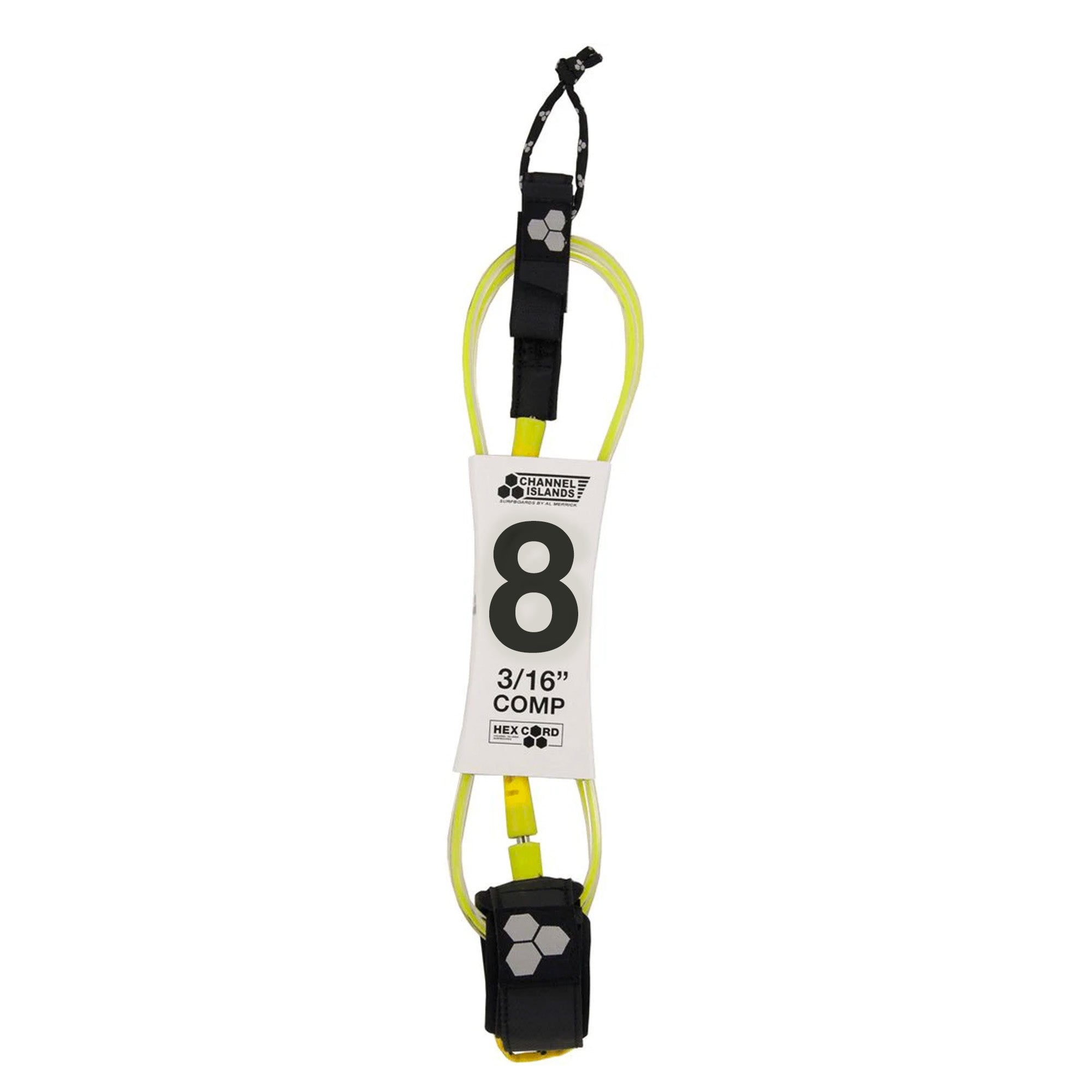 Channel Islands Hex Cord Standard 8' Surfboard Leash - Fluorescent Yellow