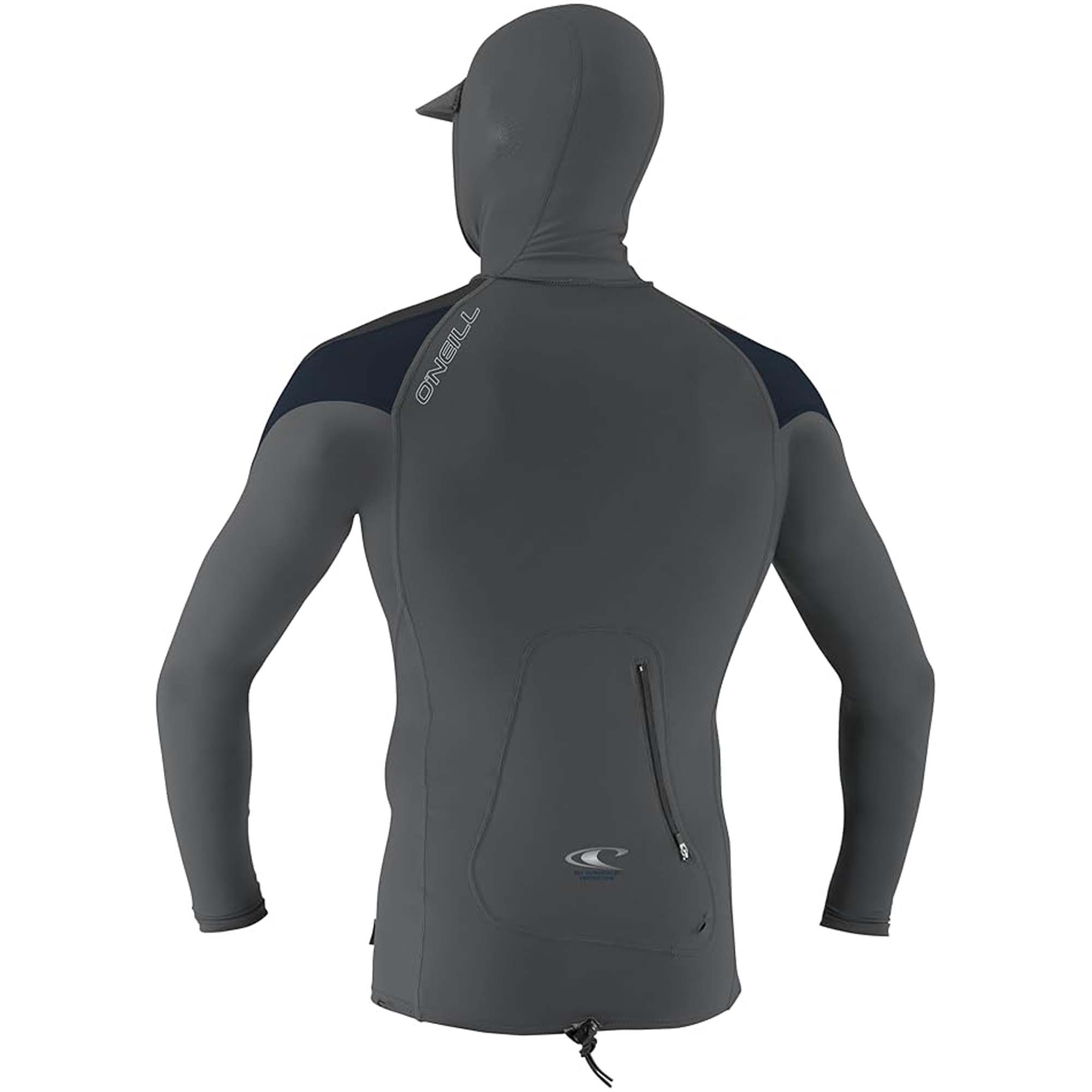 O'Neill Skins O'Zone Men's L/S Hooded Rashguard - Smoke/Raven