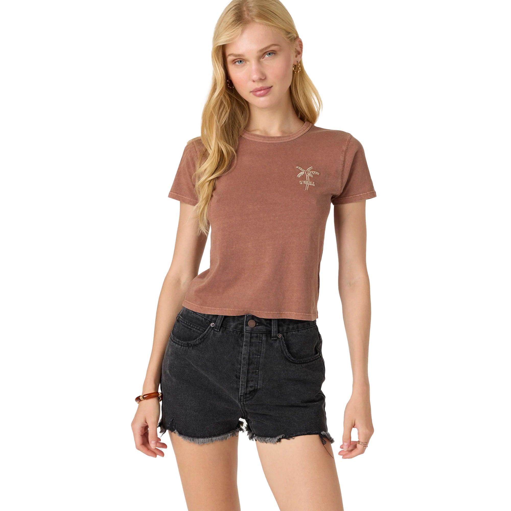 O'Neill Pacific Palm Women's S/S T-Shirt - Carob Brown