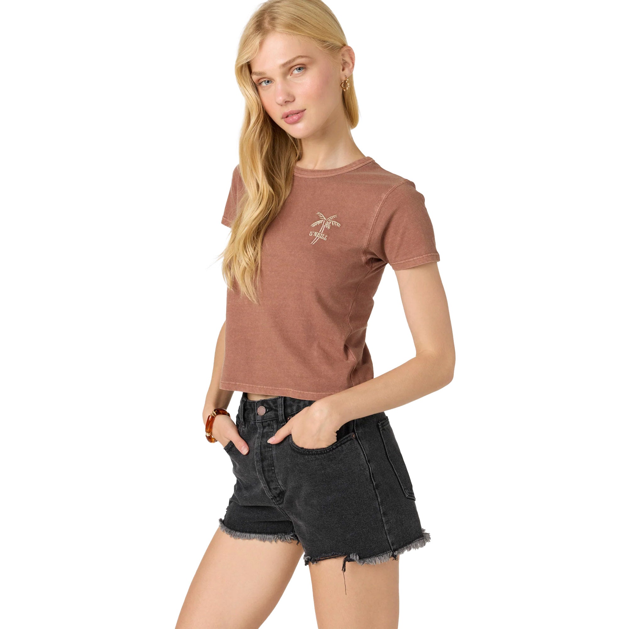 O'Neill Pacific Palm Women's S/S T-Shirt - Carob Brown
