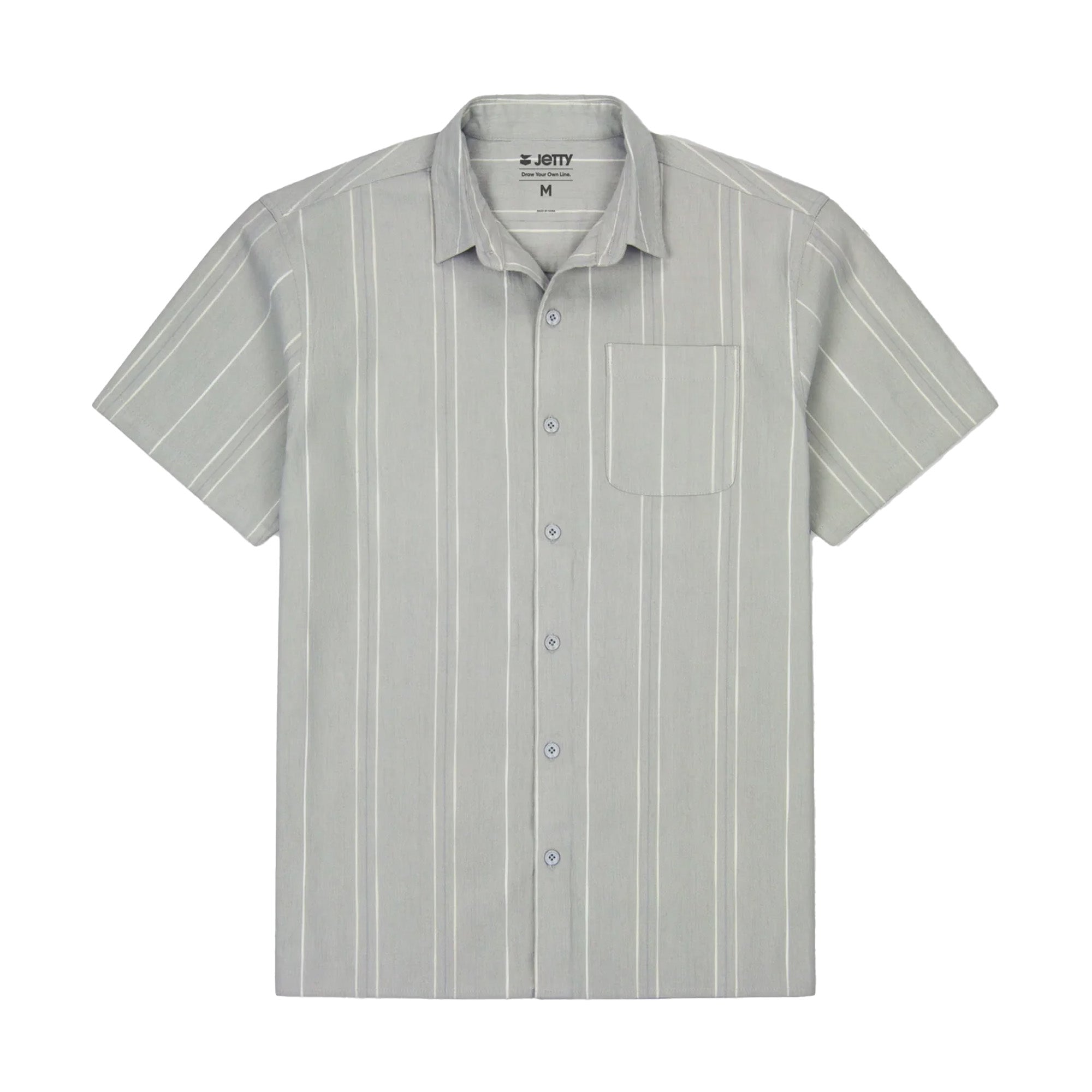 Jetty Breeze Striped Men's S/S Dress Shirt - Grey