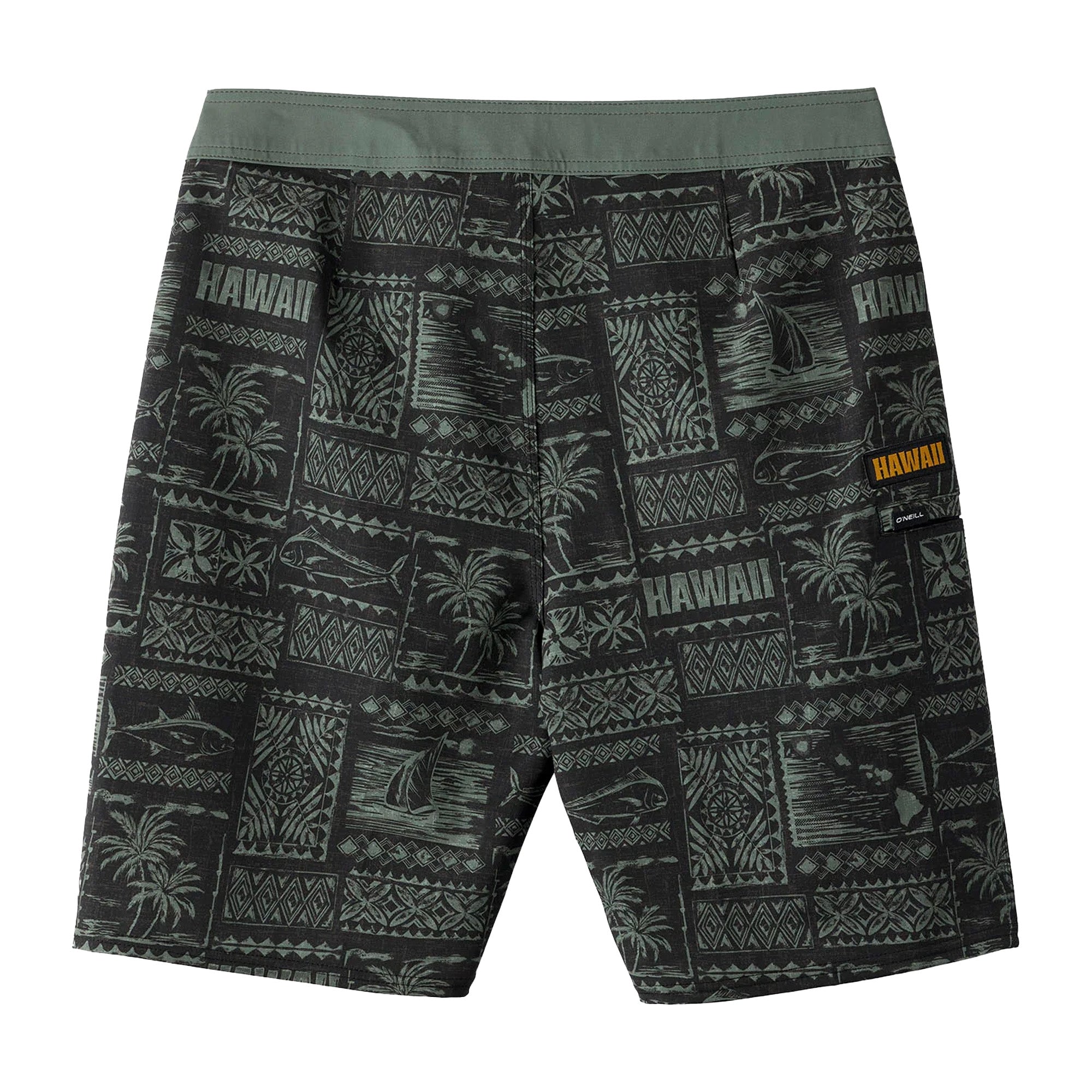 O'Neill Hyperfreak Het Hawaii 17" Youth Boy's Boardshorts - Dark Olive