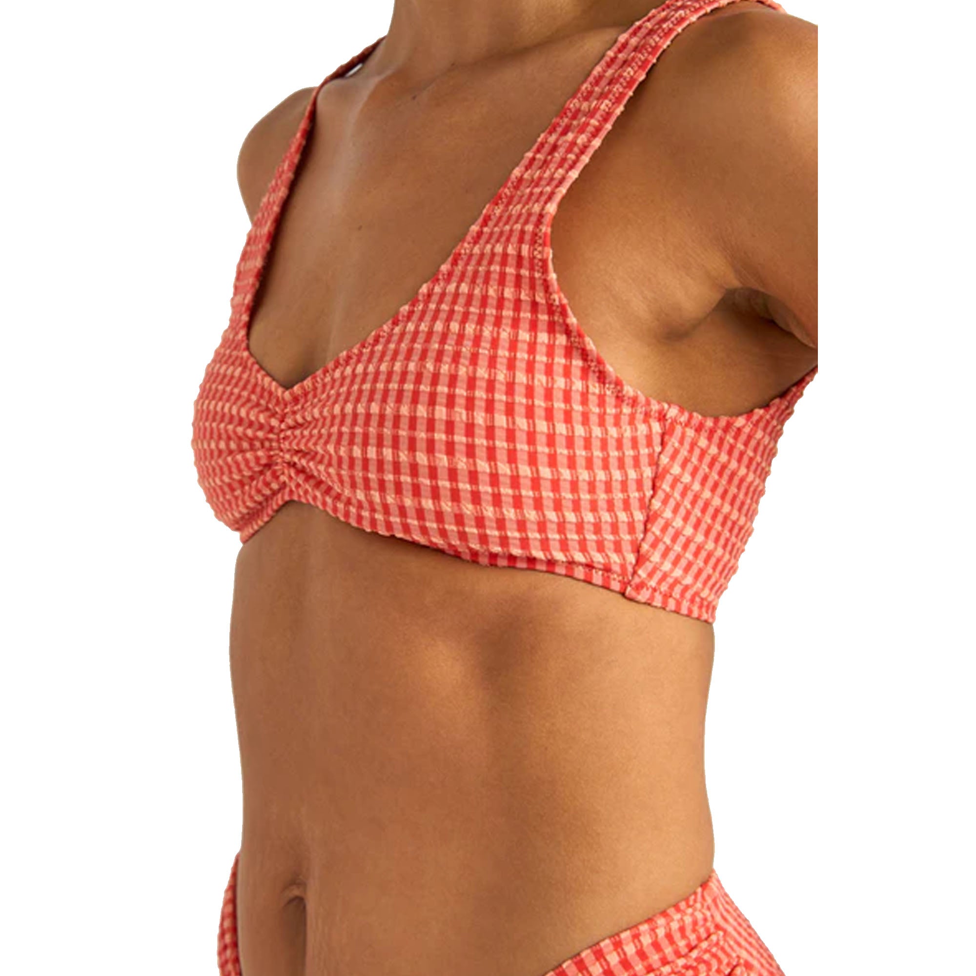 Rhythm Lola Check Crop Women's Bikini Top - Red