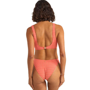 Rhythm Lola Check Crop Women's Bikini Top - Red