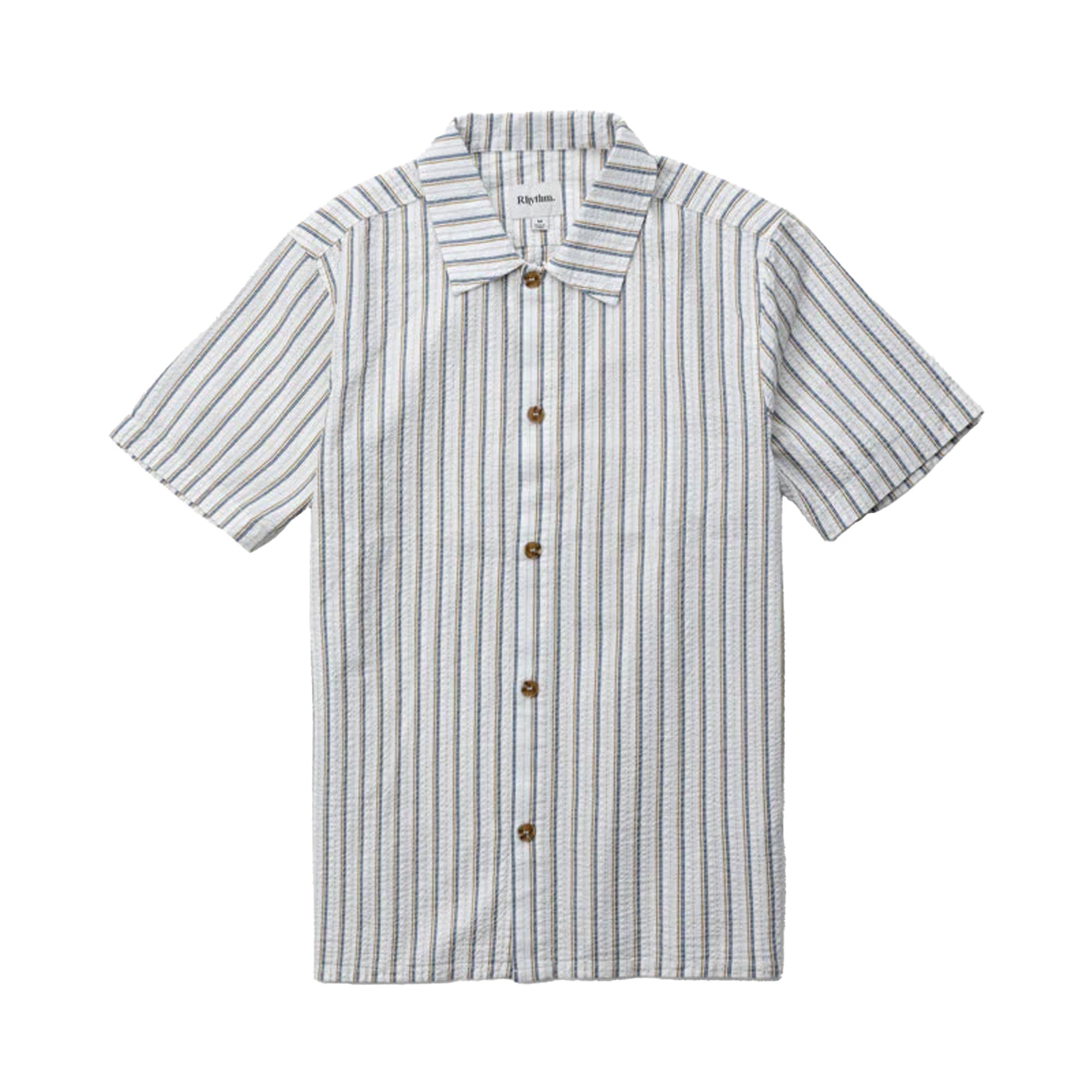 Rhythm Seersucker Stripe Men's S/S Dress Shirt - White