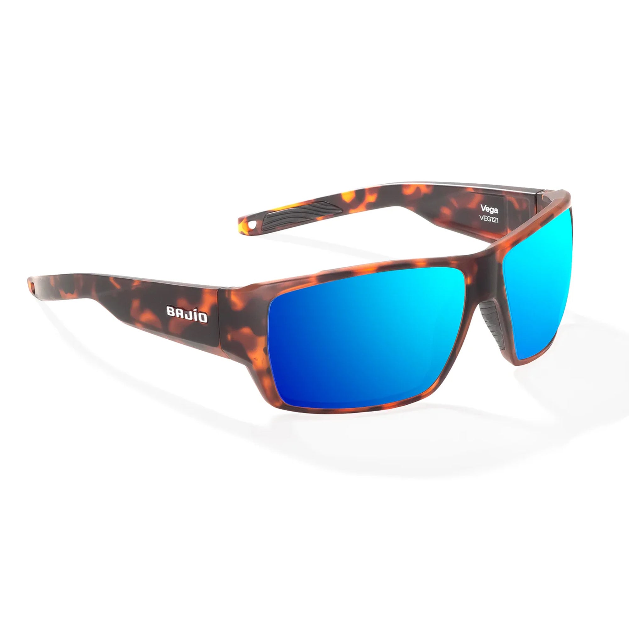 Bajio Vega Large Men's Sunglasses - Brown Tortoise Matte/Blue Mirror Polarized
