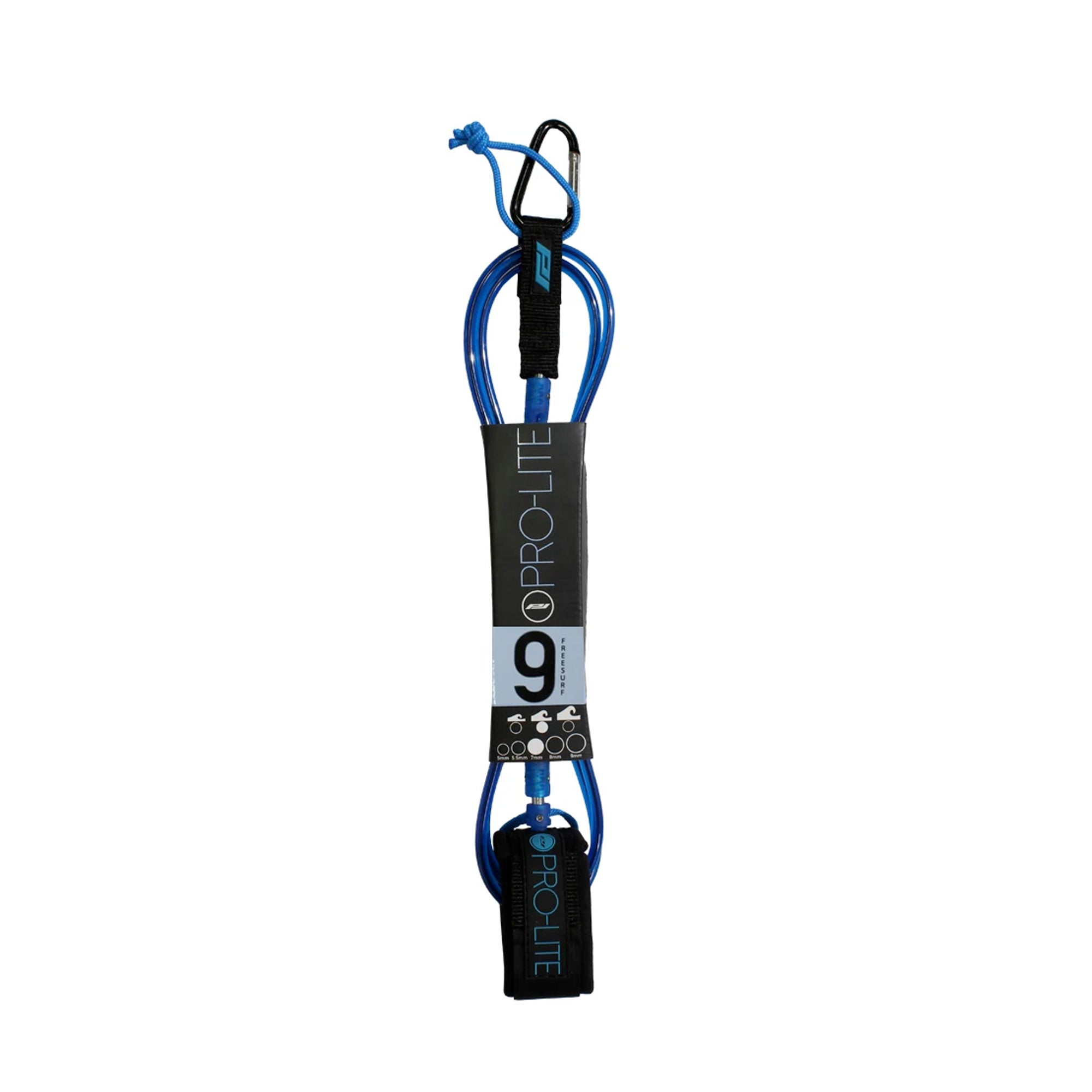 Pro-Lite Freesurf Longboard Ankle Surfboard Leash - 9'/Clear Blue