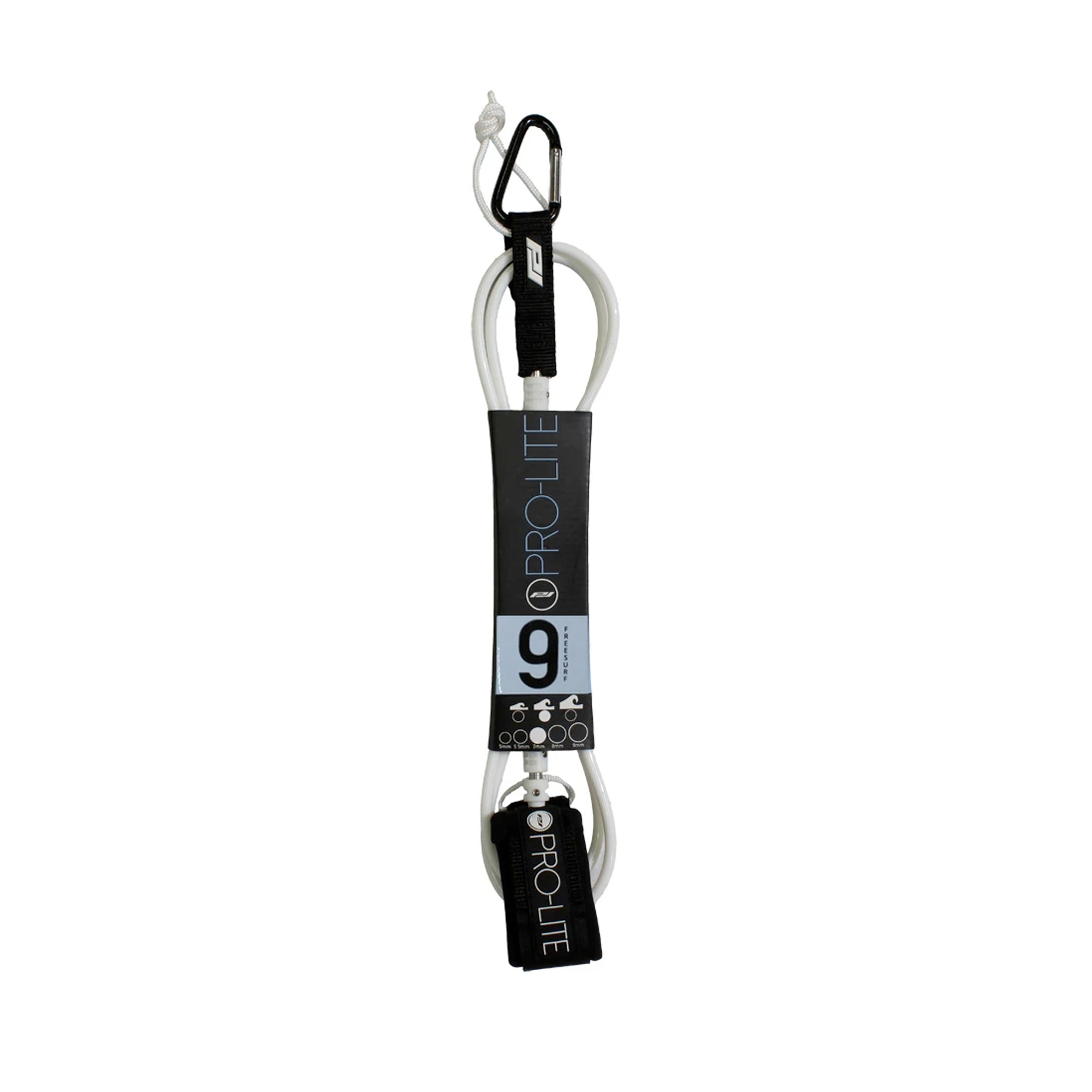 Pro-Lite Freesurf Longboard Ankle Surfboard Leash - 9'/White