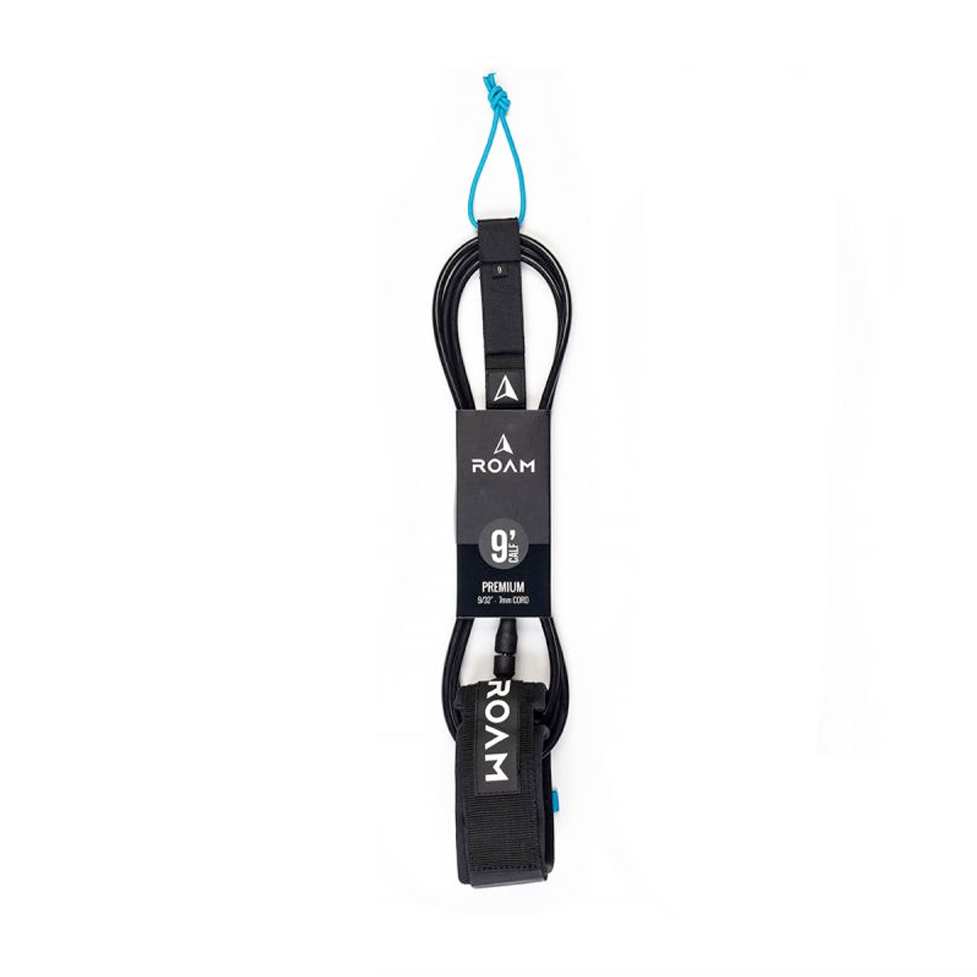 Roam Premium Longboard Calf Surfboard Leash - 9'/Black