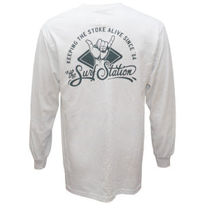 Surf Station x Ryan Leonardy Stoked Men's L/S T-Shirt - White